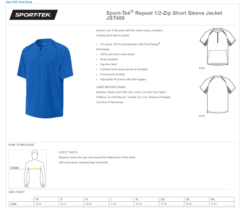 Kaukauna Baseball Sport-Tek® Repeat 1/2-Zip Short Sleeve Jacket