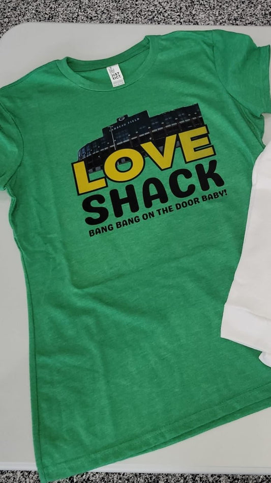 Short Sleeve "Love Shack" Green Bay Packer Shirt